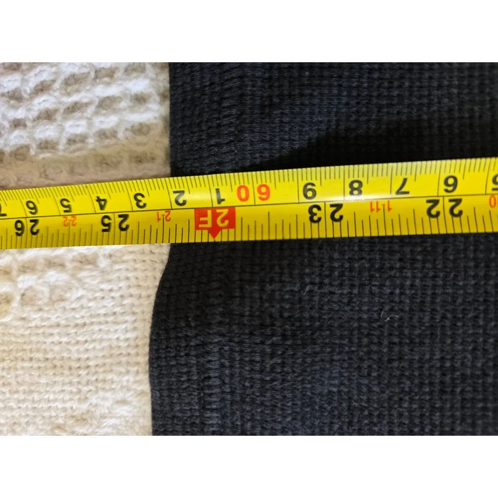 Polo Ralph Lauren Thermal Shirt Mens L Black Waffle Knit Yellow Trim Pony Logo